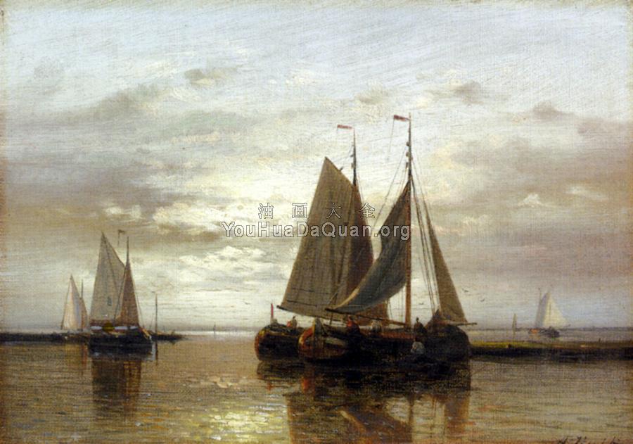 Fishing In A Calm - 亚伯拉罕·胡克·二世